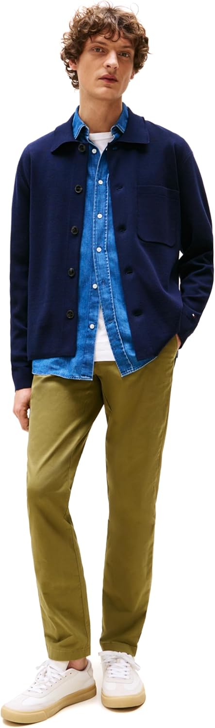 Мужские брюки-чиносы Tommy Hilfiger из эластичного хлопка, облегающего кроя, Uniform Olive — фото 3