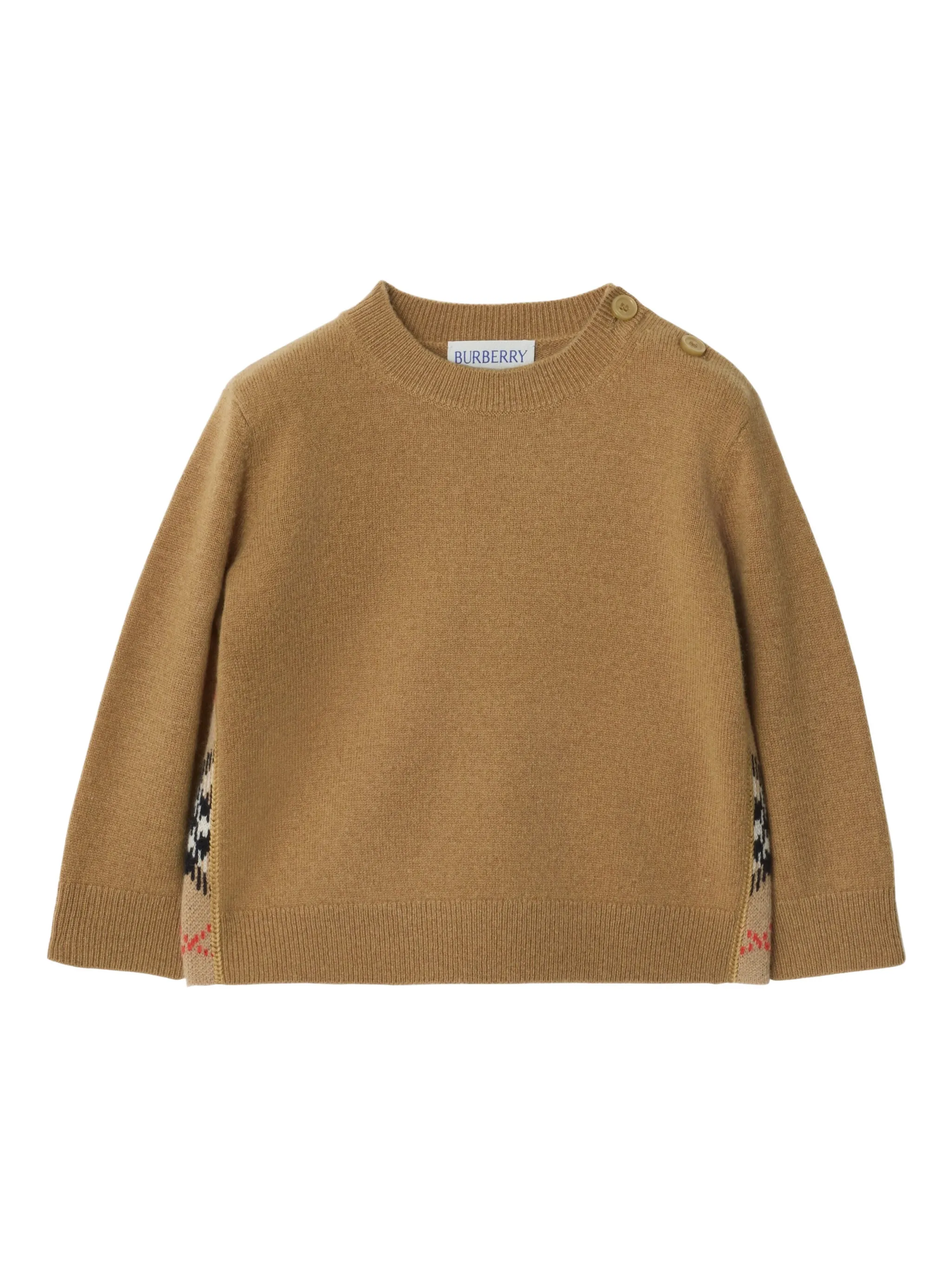 

Свитер с круглым вырезом в клетку Burberry Kids, коричневый