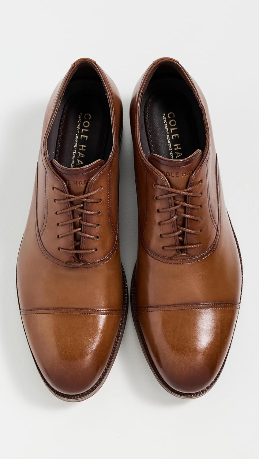 Мужские оксфорды Cole Haan Ledley Grand с цельнокожаным носком, British Tan/Dark Natural — фото 4
