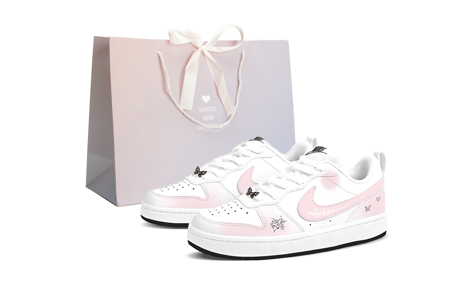 

Nike Детские низкие скейтбордистские кроссовки Court Borough с амортизацией, износостойкие, кремово-розовые, для подростков