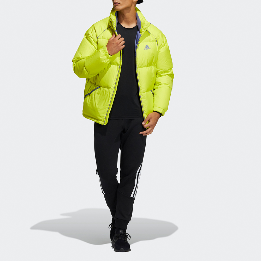 Куртка пуховая зимняя мужская зеленая желтая Adidas — фото 3