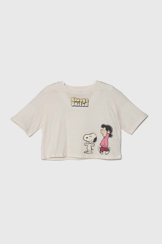 

Детская хлопковая футболка Peanuts United Colors of Benetton, бежевый