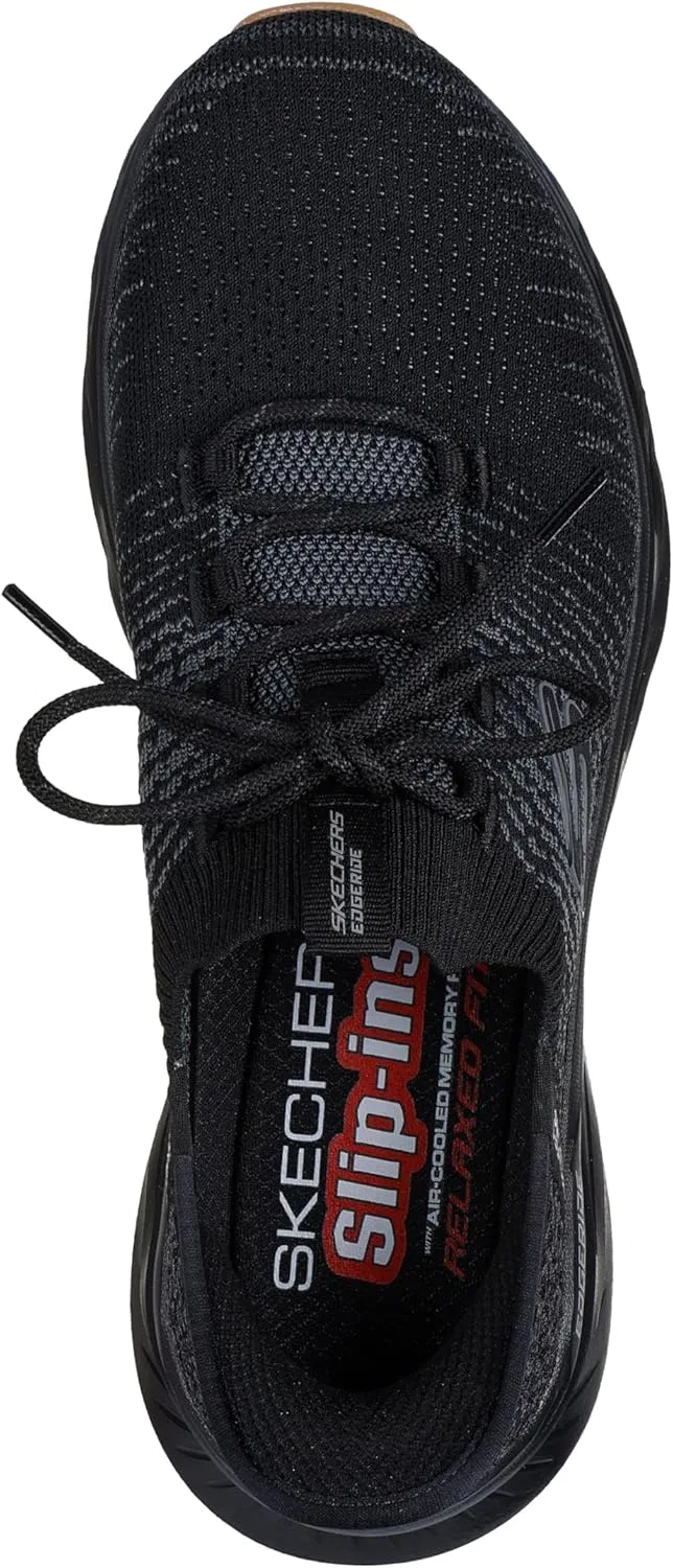 Мужские кроссовки Skechers Edgeride Raygo Hands Free без шнурков, Black Knit Trim — фото 3