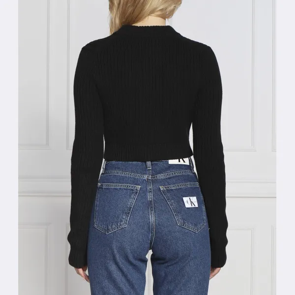 Укороченный кардиган с нашивкой Calvin Klein, черный — фото 3