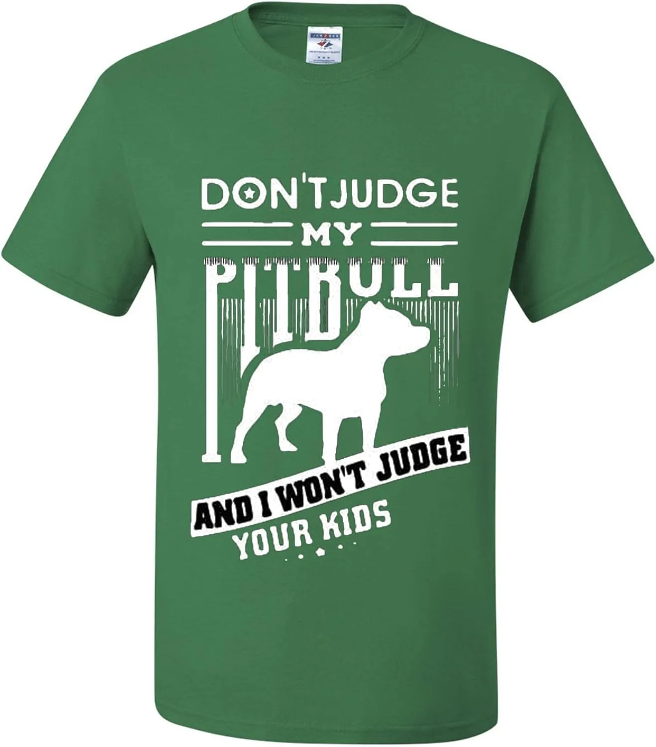 

Футболка мужская Dont Judge My Pit Bull and I Wont Jude Your Kids Dog Funny wild custom apparel