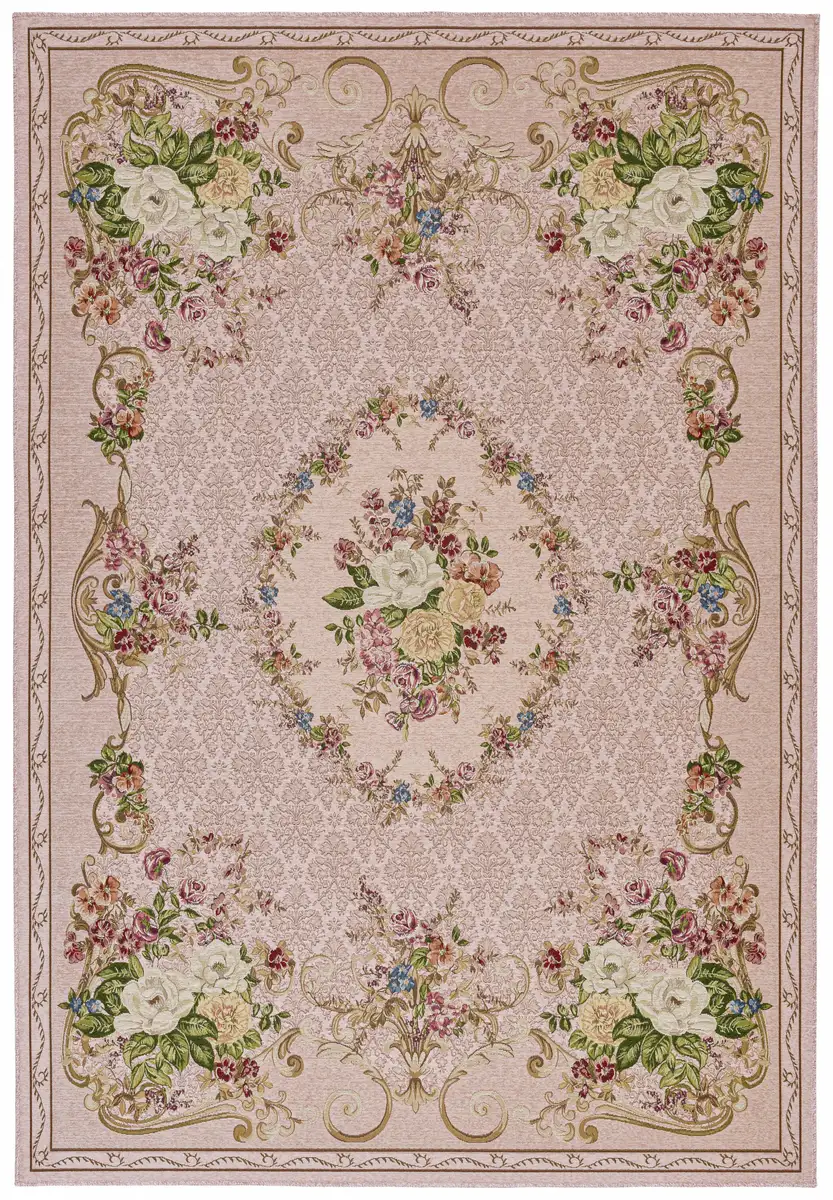 

Ковер THEKO "Flomi Floral", прямоугольный, тканый, с цветочным узором, идеально подходит для гостиной и спальни 80х150 см, цвет rose