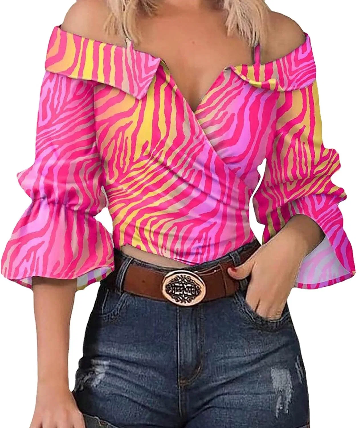 Блуза с одним плечом, принтованная Ladies Birthday Blouse, розовый