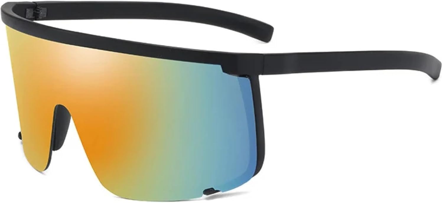 

Мужские солнцезащитные очки большого размера, солнцезащитные очки-щитки в полуободковой оправе для женщин, защитные очки с защитой от УФ-излучения UV400 VVTWSSW, Black-red Mirror