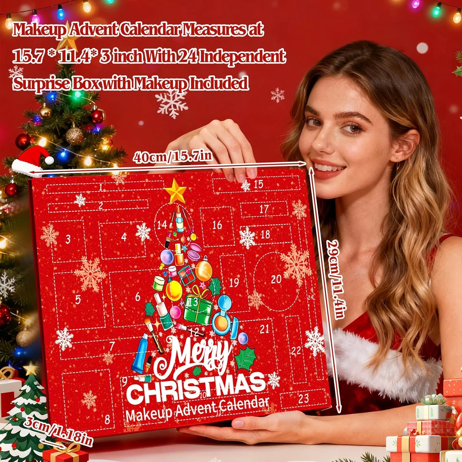 Набор косметики Advent Calendar красный Zenoble 24 предмета — фото 2