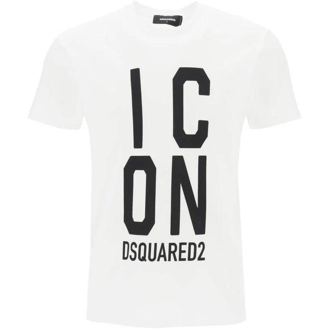 

Белая футболка классного кроя с жирным логотипом Icon Dsquared2, белый