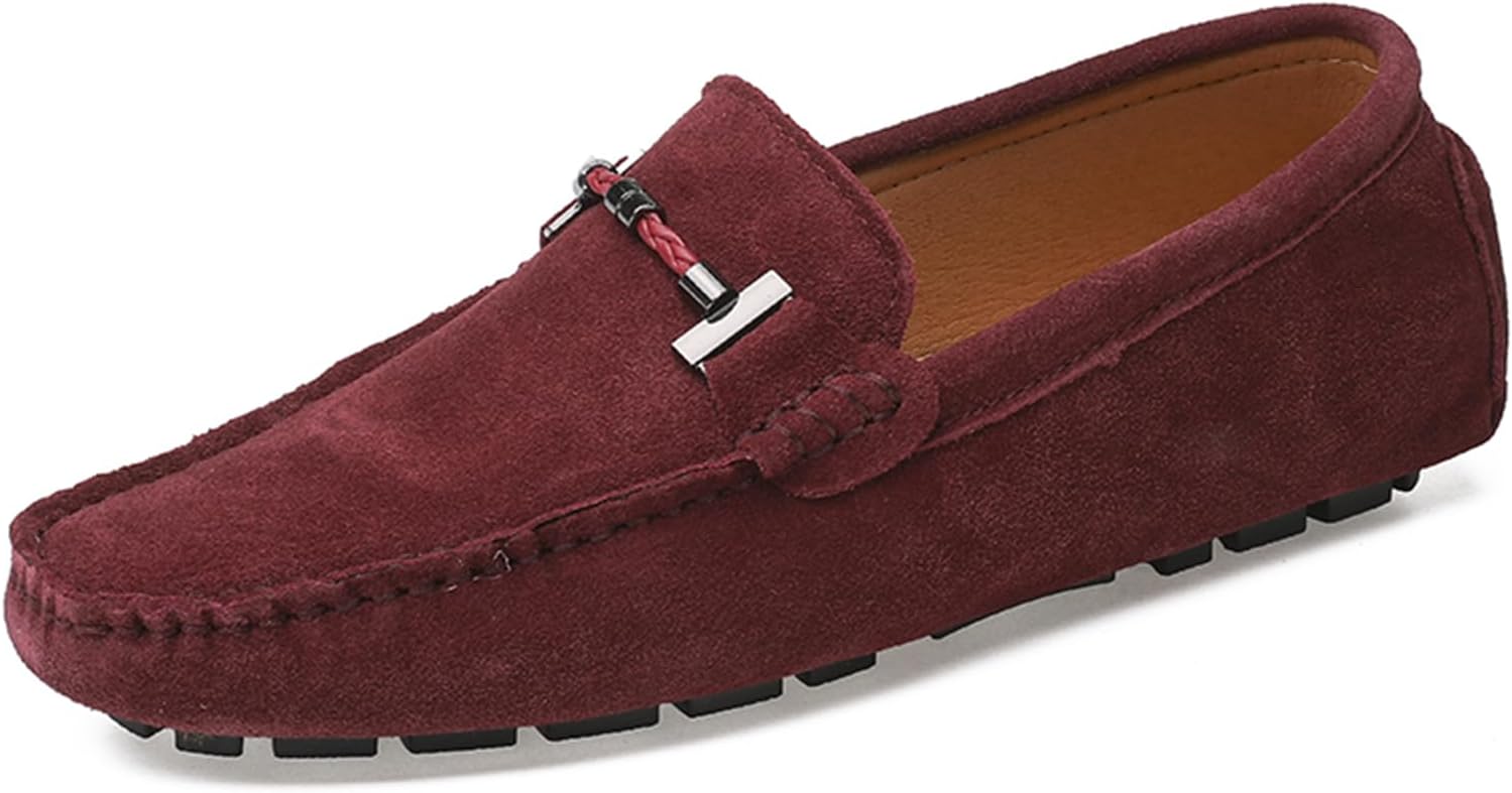 

Мужские лоферы Abborora, ручная работа, из замши и кожи, удобные, повседневные, дышащие, классические туфли-лоферы, красный