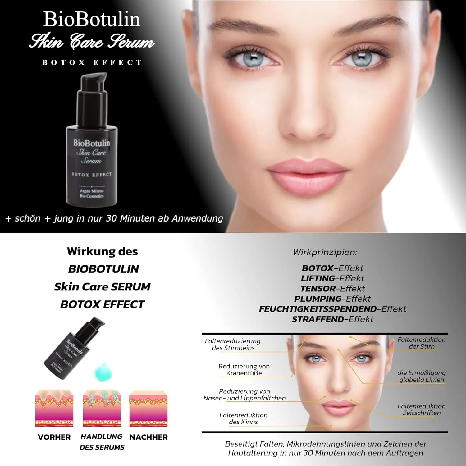 Сыворотка Argan Milano Bio Cosmetics — Для лица BioBotulin Skin Care с эффектом ботокса, 30 мл — фото 2