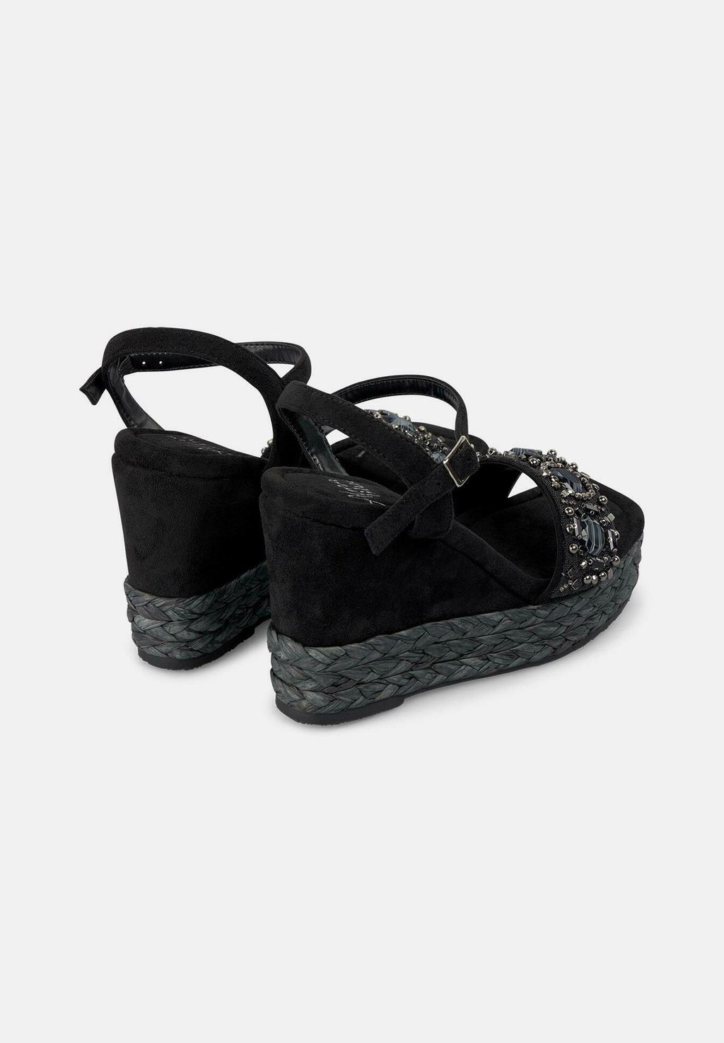 Босоножки на высоком каблуке CUÑAS CON PUNTERA CUADRADA Y CIERRE CON HEBILLA - Platform sandals Alma Blue, черный — фото 2