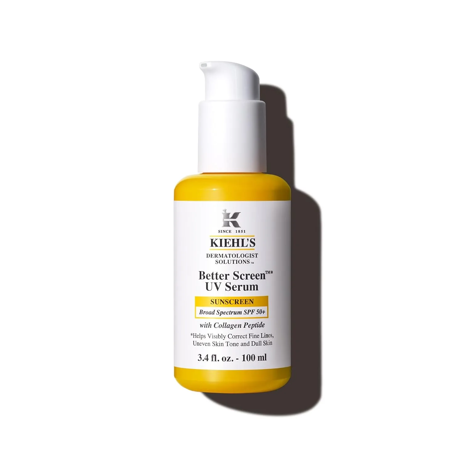 Kiehl's Better Screen UV Serum SPF 50+, невидимый солнцезащитный крем для лица с коллагеновыми пептидами, защищает от UVA и UVB, корректирует видимые признаки старения, повышает сияние кожи 100 мл (1 шт.)