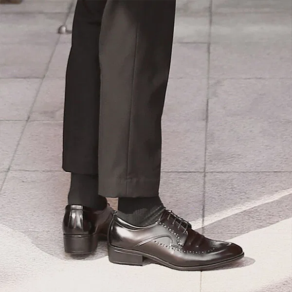 Мужские классические туфли Pascorozen Limited MS1124-Bk 4 люверса Wingtip, чёрные — фото 2