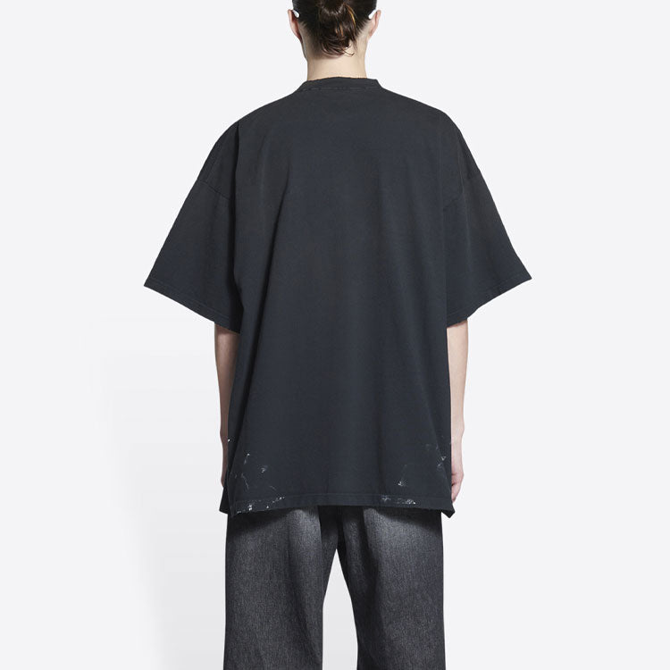 Футболка Balenciaga Metallica Short Sleeve T-Shirt Oversized Fit 'Black Orange', черный — фото 4