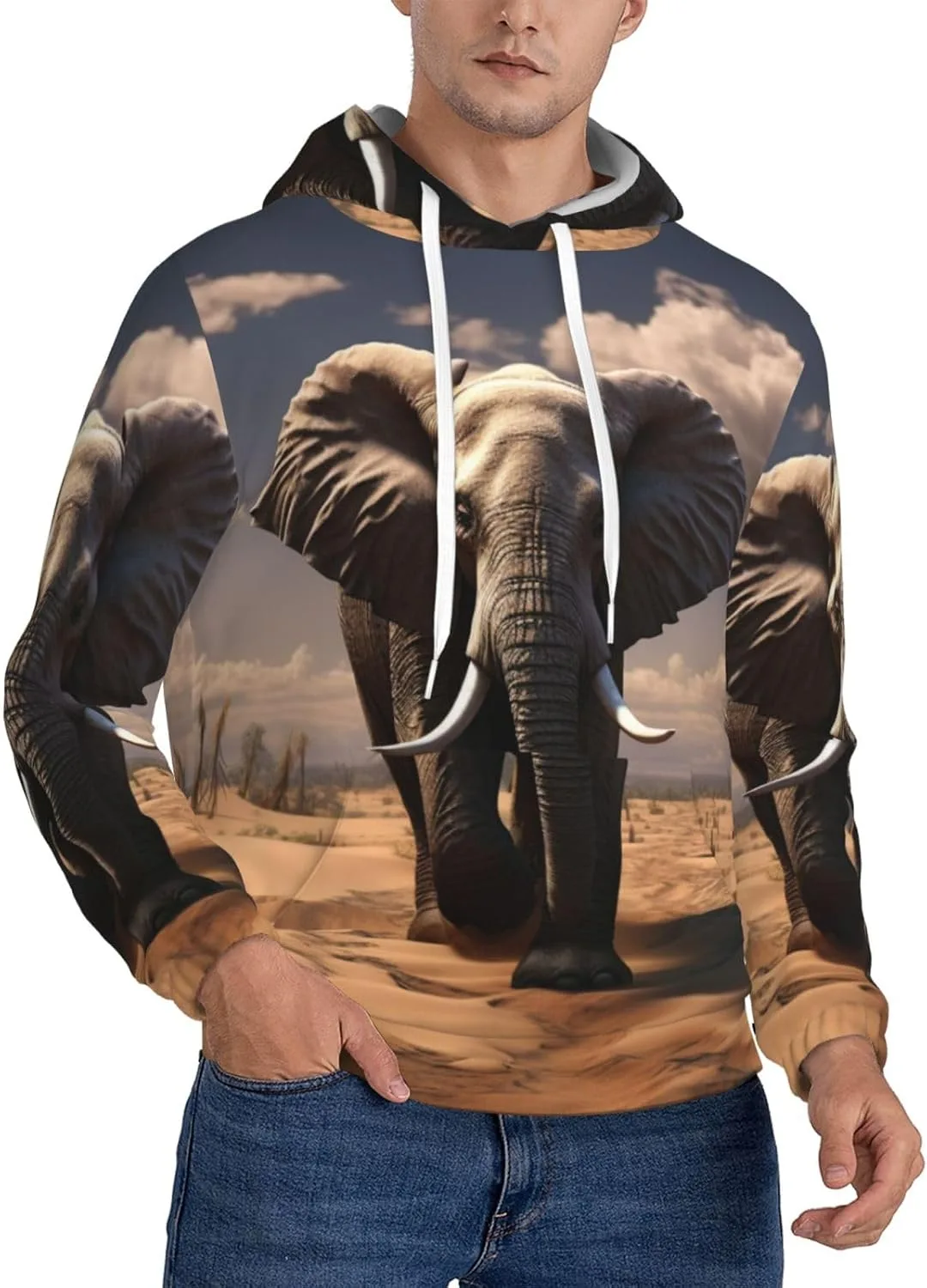 

Мужская флисовая толстовка с капюшоном Elephant Pullover Hoodie KKLWEGU