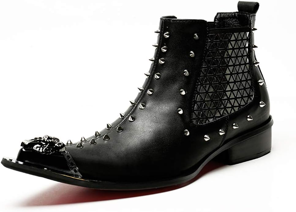 

Мужские ботинки Челси, стильные повседневные броги, официальная обувь с заостренным носком, кожаные деловые ботинки, черные-43/UK 8.5/US 9 Jlfzc