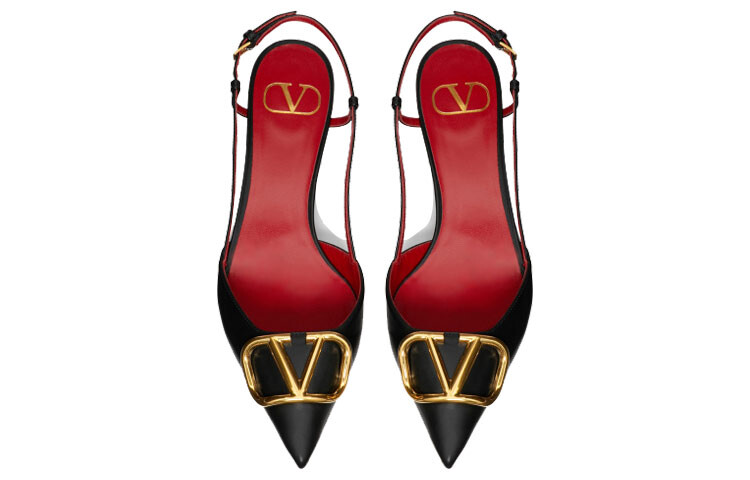 Туфли женские Valentino Vlogo, черный / красный — фото 4