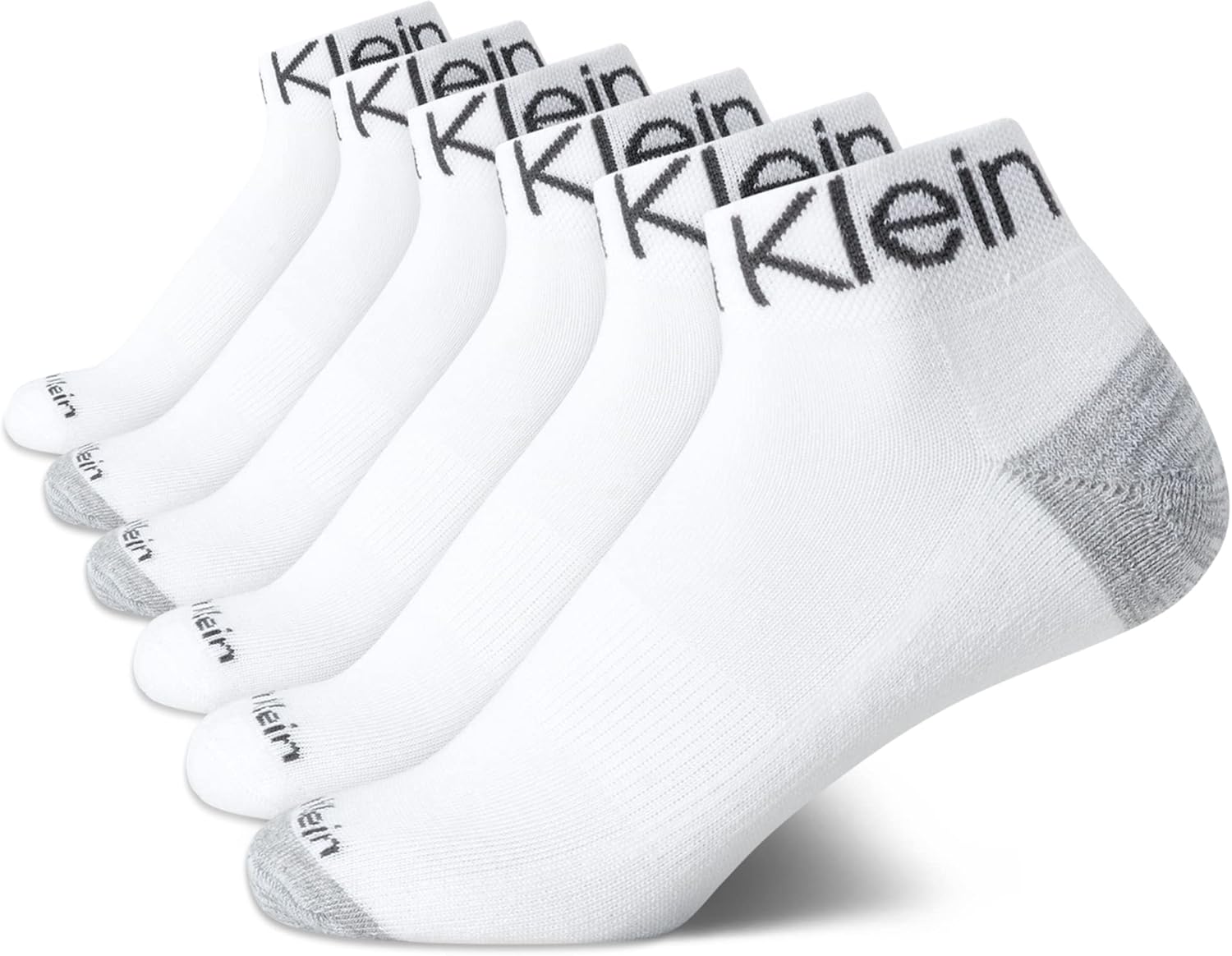 

Женские носки Calvin Klein Quarter - 6 пар носков с мягкой подошвой - четвертной размер, дышащие, легкие, спортивный дизайн, White Assorted