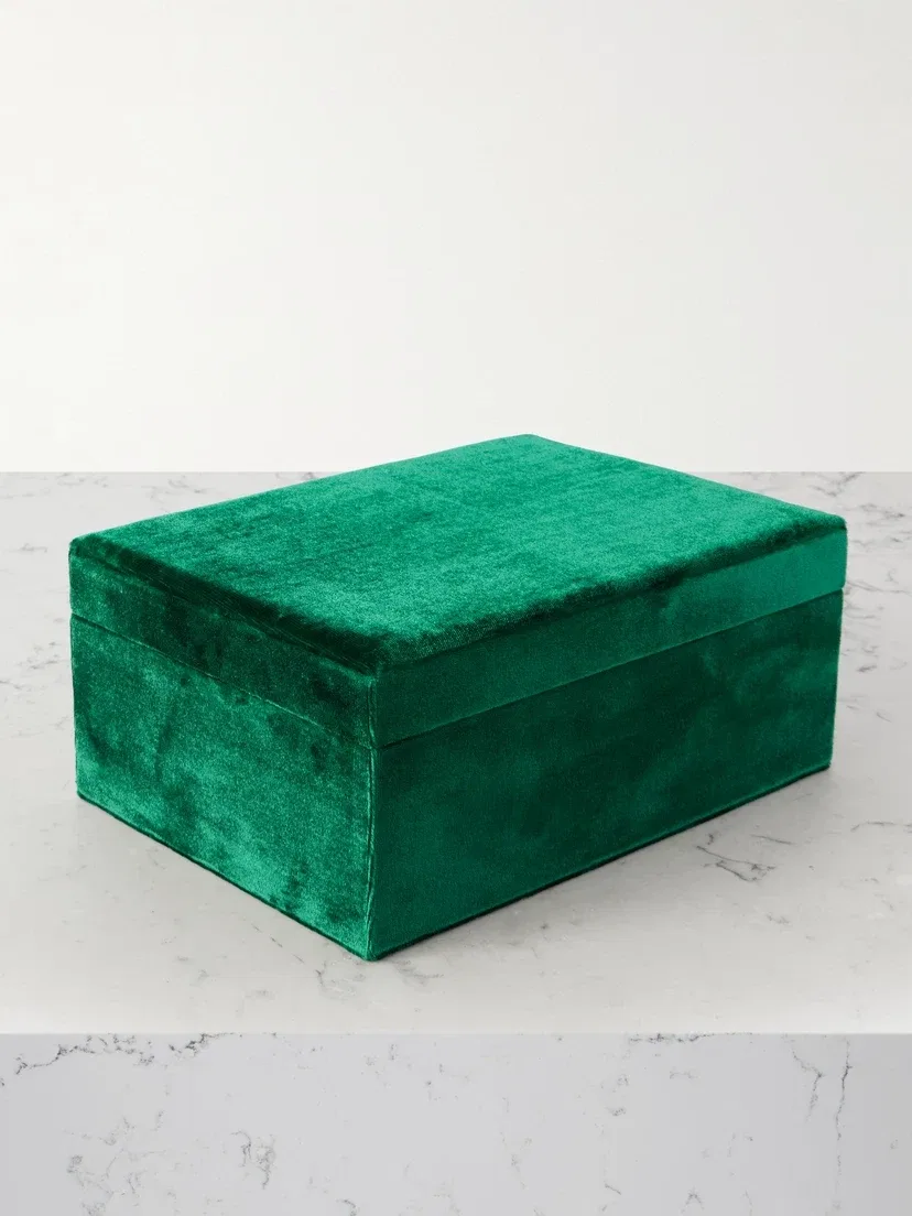 Шкатулка для украшений Tresor Grande из бархата Sophie Bille Brahe, бирюзовый
