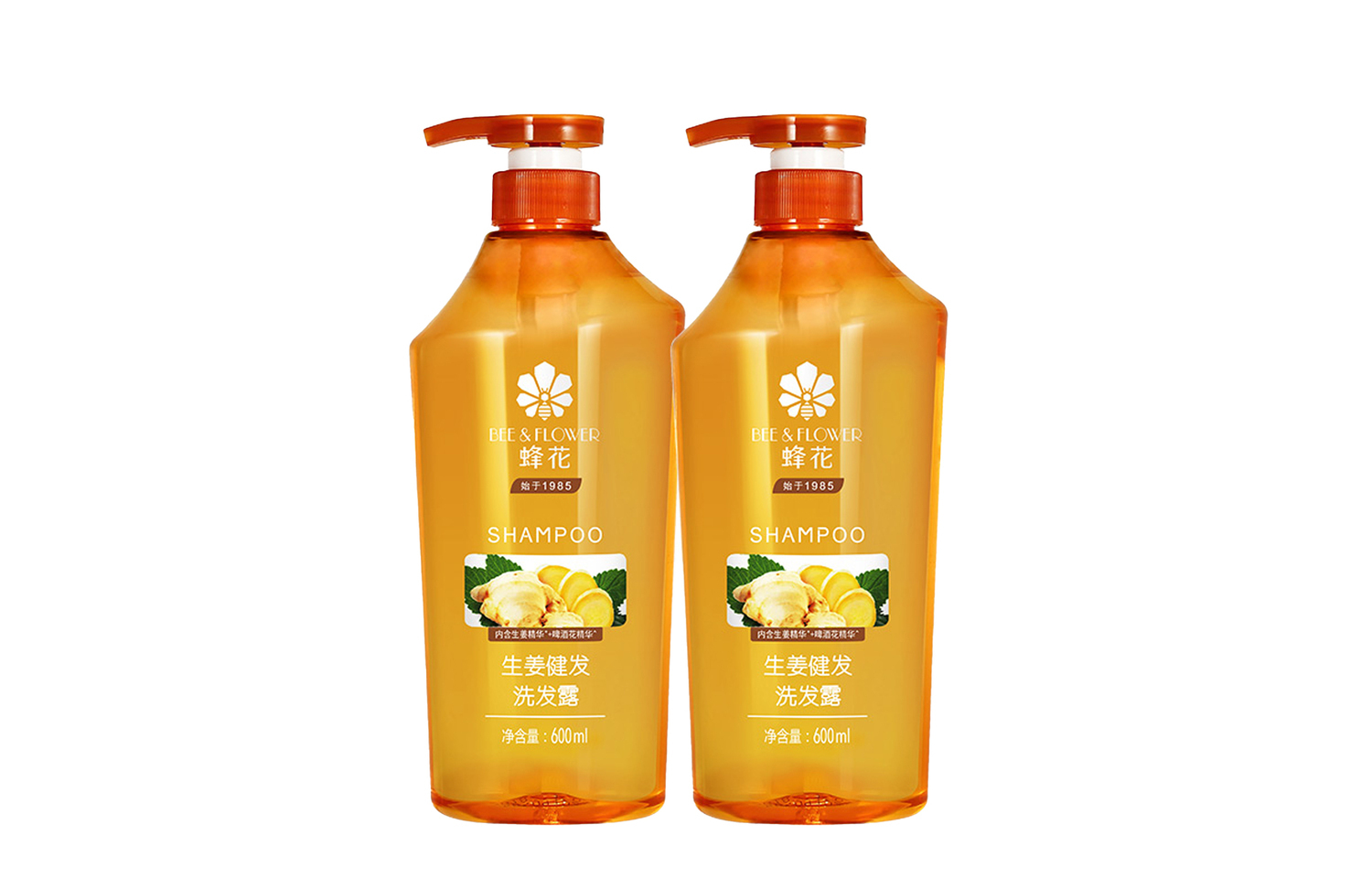 

Имбирный шампунь для здоровья волос очищение, разглаживание, объем и пышность 600мл*2/750мл*2 бутылки BEE &FLOWER