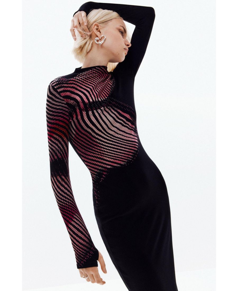 

Женское длинное платье с волнами Desigual, Black