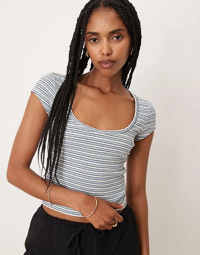 

Текстурированная кофточка Cotton On Hailey с короткими рукавами синего цвета Cotton:On