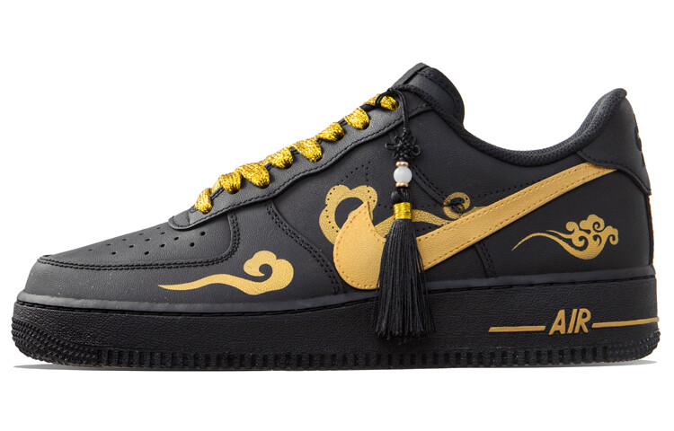 

Кроссовки Nike Air Force 1 Skateboarding Shoes Men Low-top Black/Gold, золотой, Желтый, Кроссовки Nike Air Force 1 Skateboarding Shoes Men Low-top Black/Gold, золотой