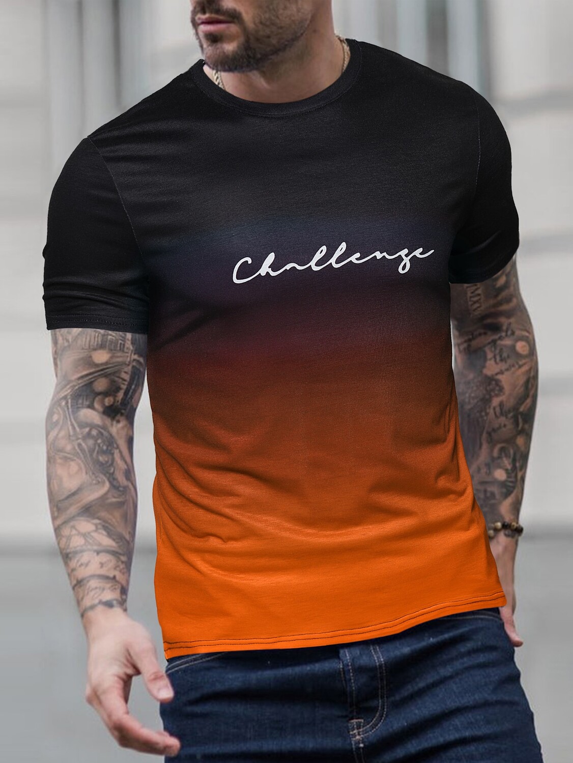 

Футболка мужская Manfinity Homme с короткими рукавами, черно-оранжевый