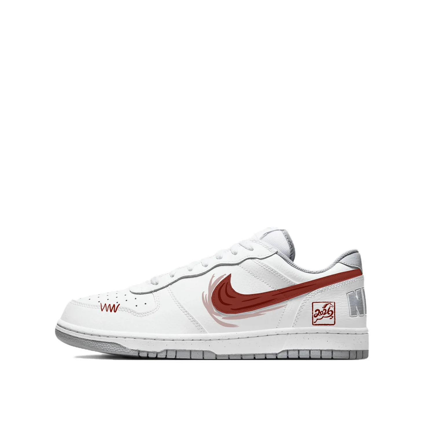 Nike Кроссовки для скейтбординга Big Abrasion Resistant мужские low top бело-красные