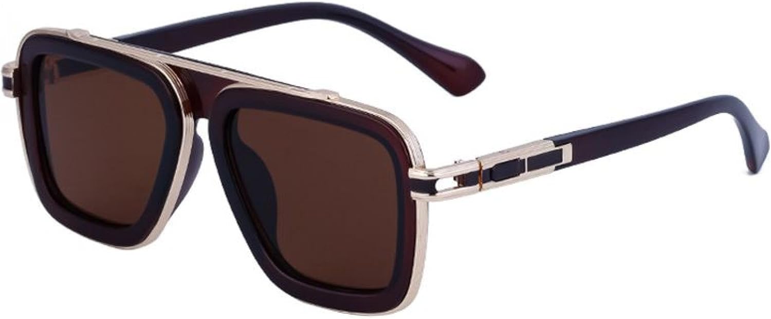 

Крупные солнцезащитные очки для мужчин, большая оправа, роскошные винтажные очки для вождения, защита от УФ-излучения UV400, стимпанк, металлическая оправа TVTBBVV, C4brown