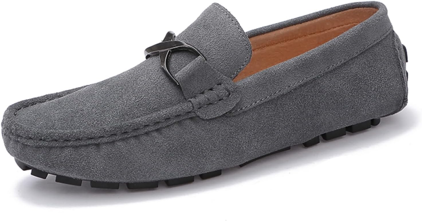 

Мужские замшевые лоферы YRZHGDL без шнурков, мокасины, дышащие, удобные, повседневные лодочные туфли, легкие, нескользящие, для работы в офисе, прогулок в парке, путешествий, повседневного ношения и вечеринок, серый