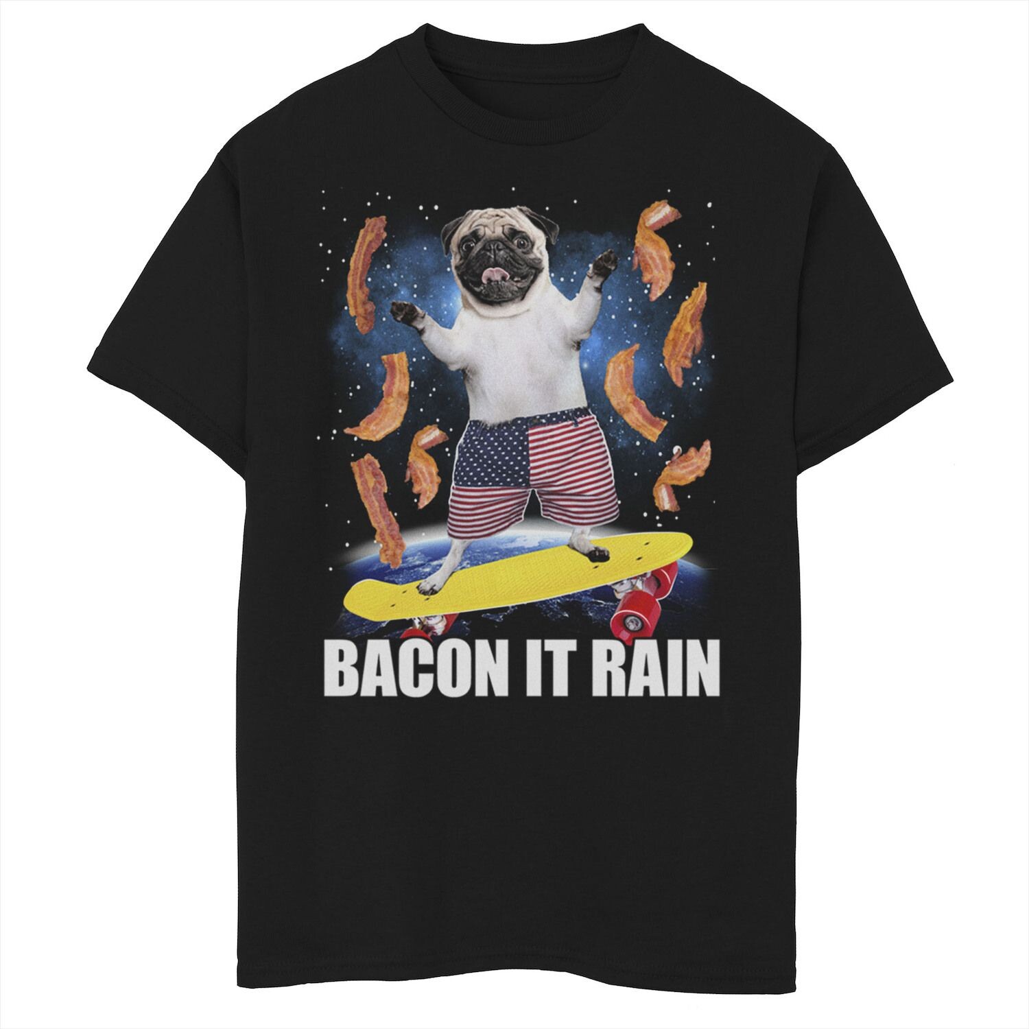 

Футболка Fifth Sun Bacon It Rain для мальчиков 8–20 лет с рисунком «Мопс, скейтбординг» Fifth Sun