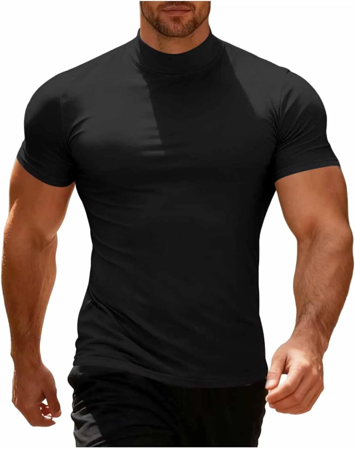 

Мужская футболка с коротким рукавом и воротником-стойкой slim fit