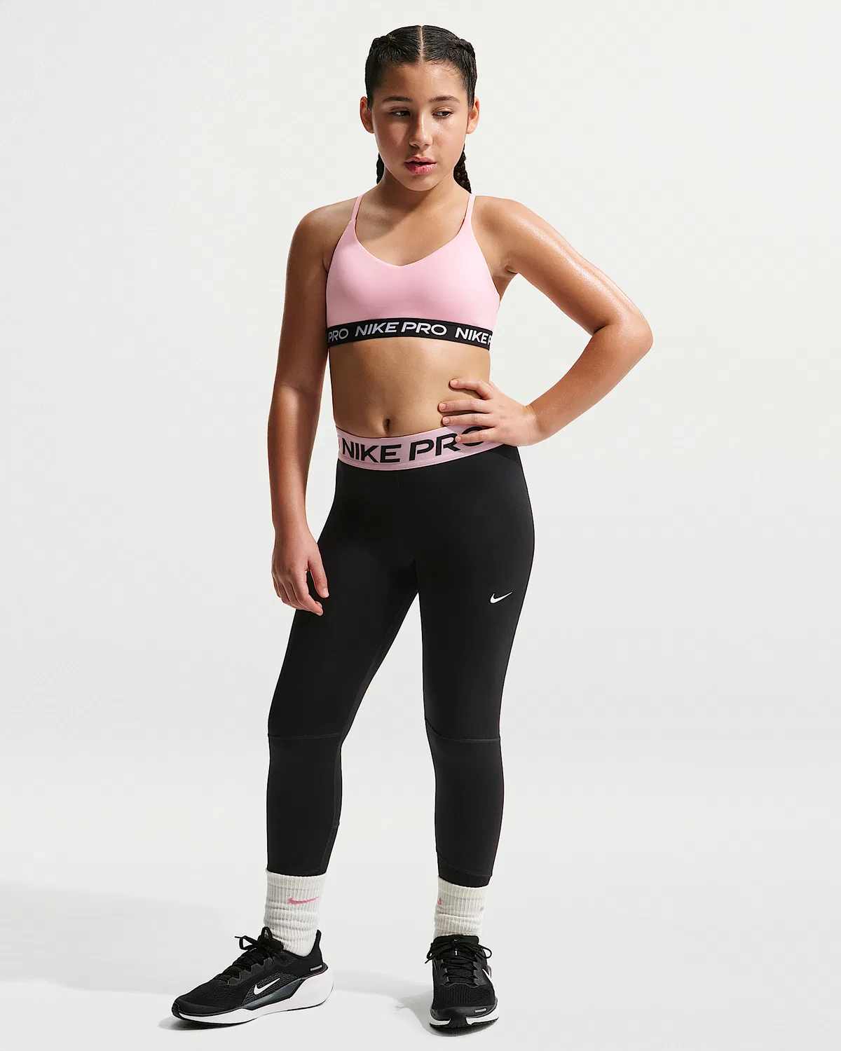 Детский (девичий) бюстгальтер Nike Pro Indy, Medium Soft Pink — фото 4