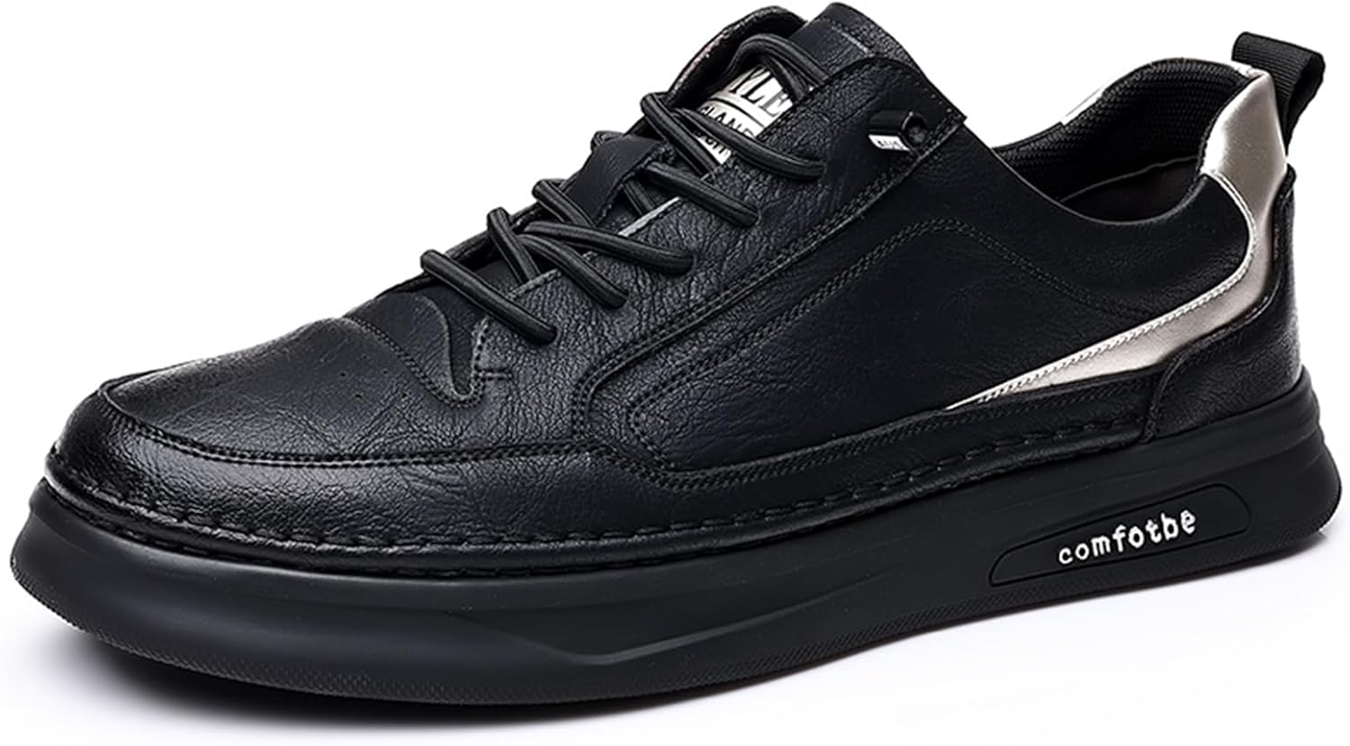 

Мужские премиальные кожаные кроссовки без шнурков, модные повседневные, противоскользящие, низкие, для ходьбы, мужские деловые кроссовки Abborora, черный