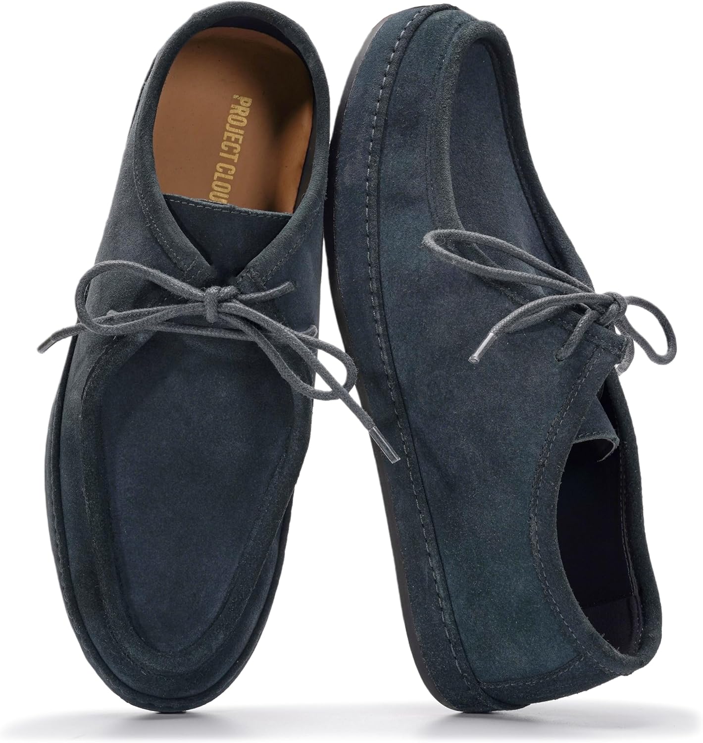 

Мужские туфли Project Cloud из 100 натуральной кожи - лоферы на шнуровке с эффектом памяти - легкие и нескользящие туфли для мужчин для повседневной носки (Denver), темно-синий