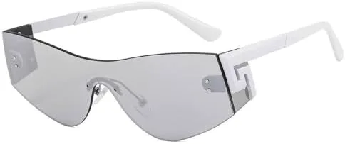 

Модные солнцезащитные очки без оправы 2027 года для женщин и мужчин. Стильная оправа с яркими линзами. Универсальные очки с защитой от УФ-излучения UV400 MTZJH, C6