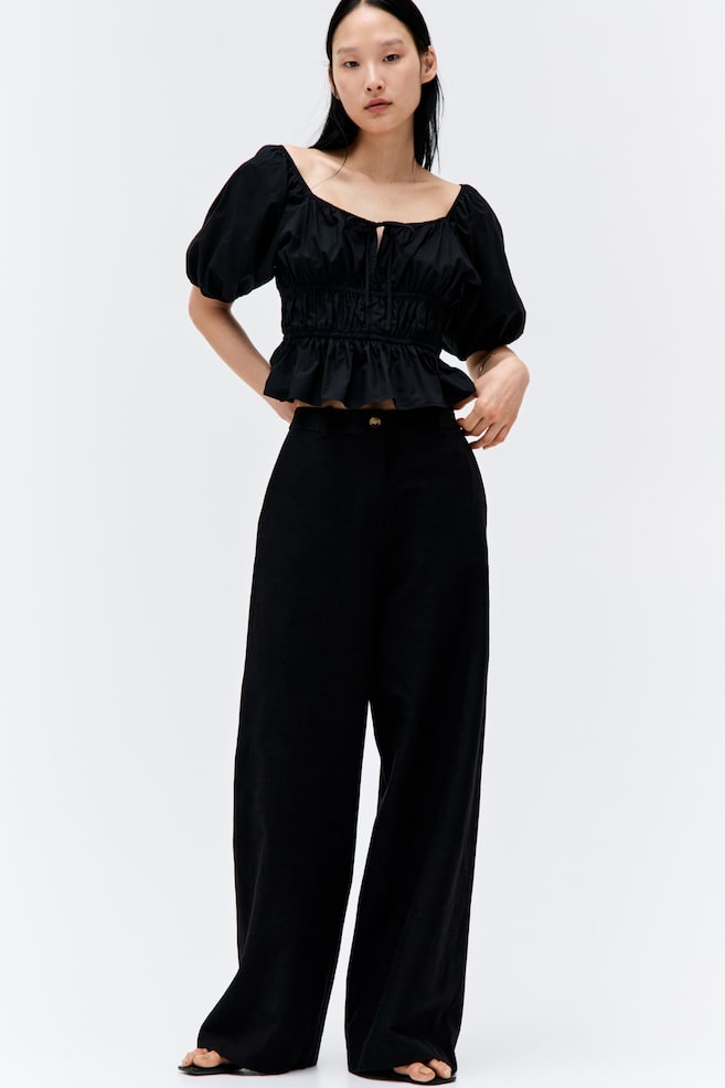 

Широкие брюки из льняной смеси H&M, черный