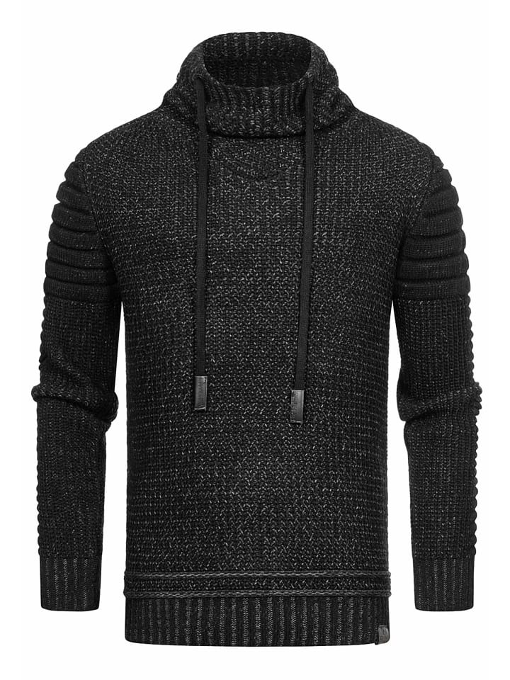 

Байкерский свитер крупной вязки с воротником-стойкой и высоким воротником, черный цвет Rusty Neal