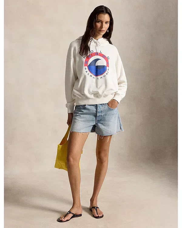 Толстовка с флисовой подкладкой и логотипом в виде волны Ralph Lauren, White — фото 2