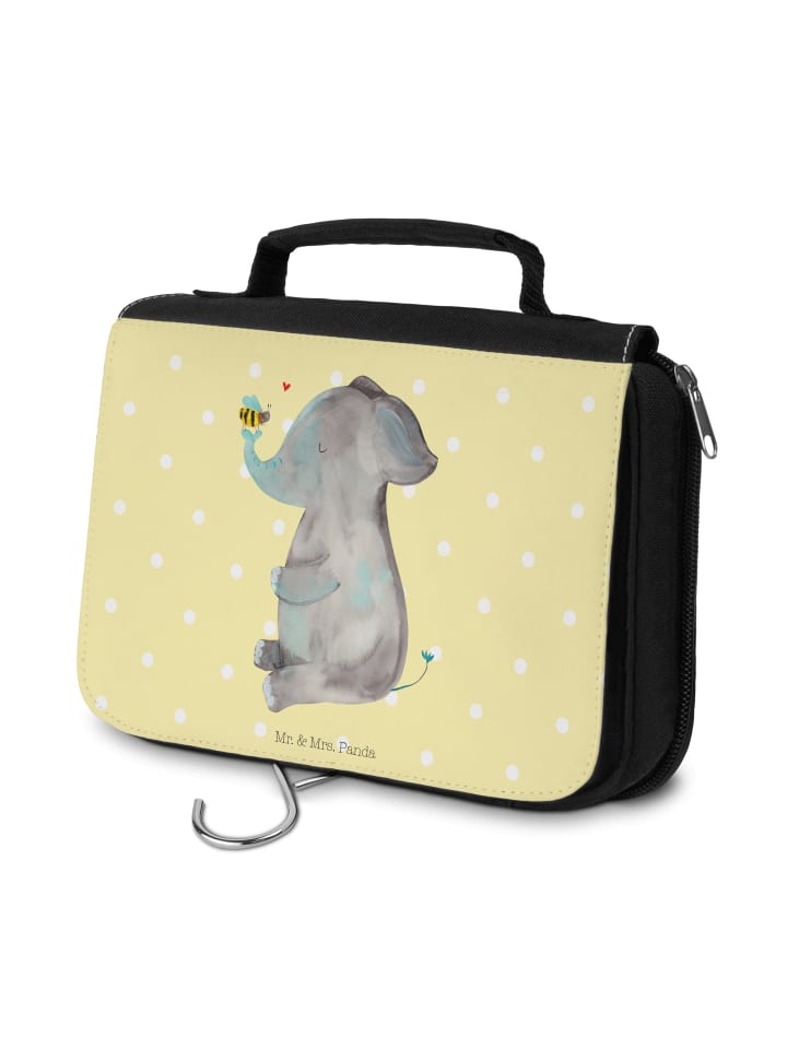 

Mr. & Mrs. Panda Косметичка с изображением слона и пчелы, без слогана, пастельно-желтого цвета