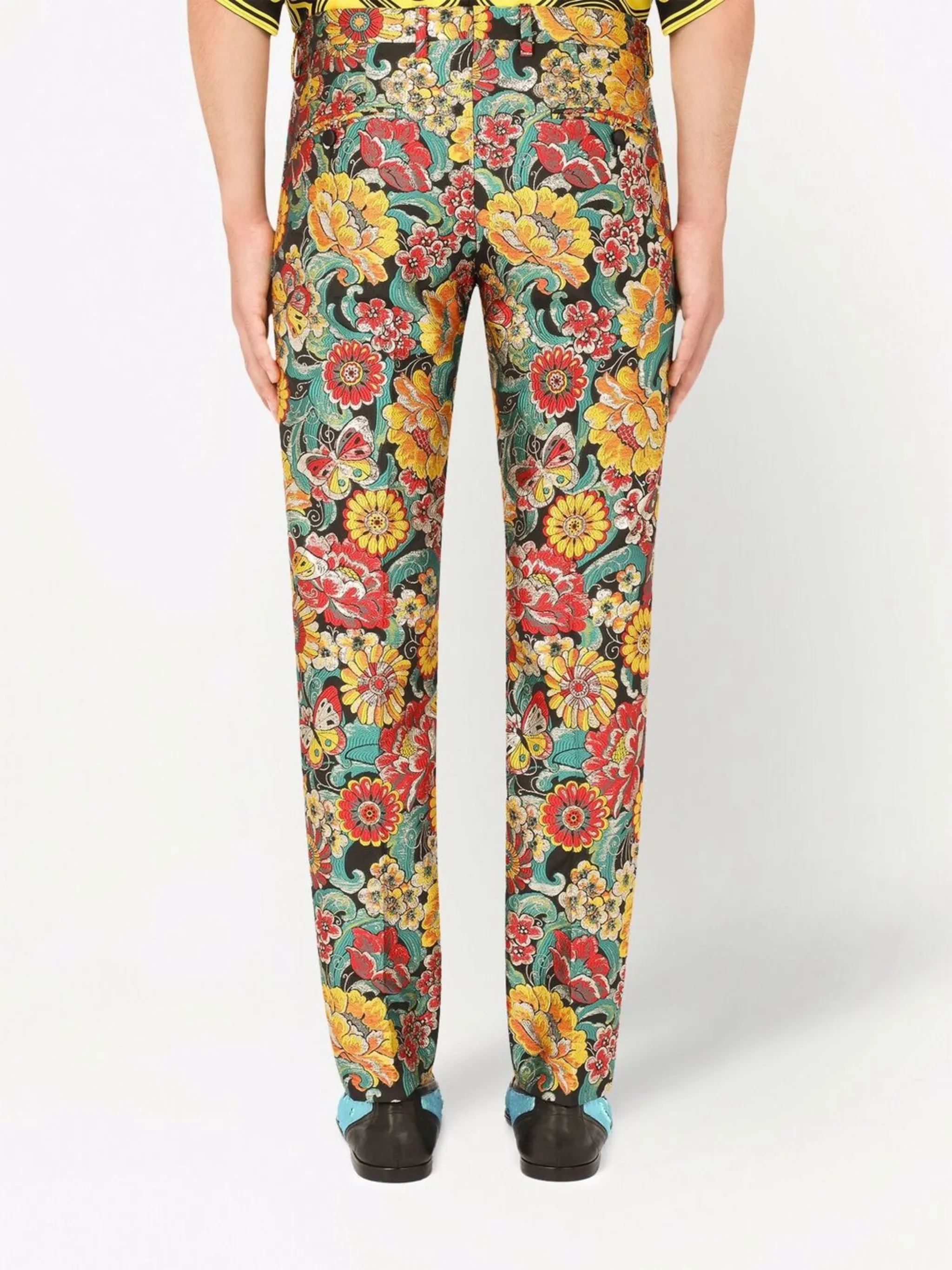 Строгие брюки с жаккардовым узором Dolce & Gabbana, желтый — фото 4