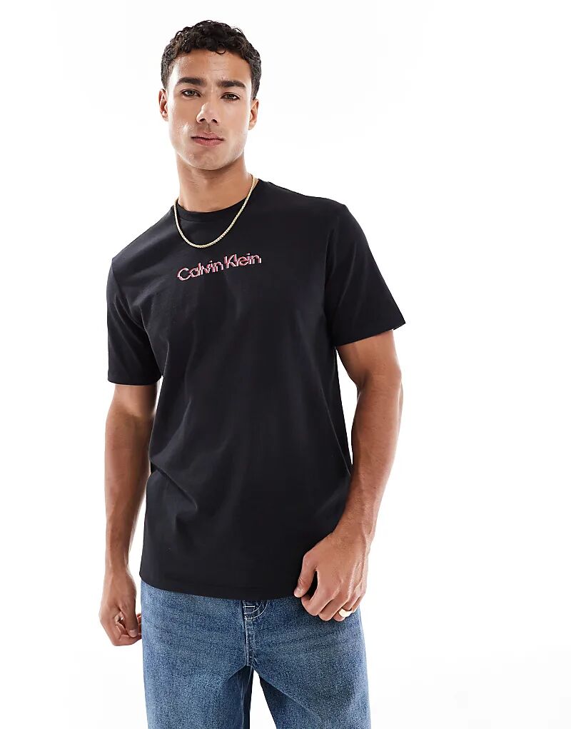 

Футболка с блестящим логотипом Calvin Klein Jeans черного цвета