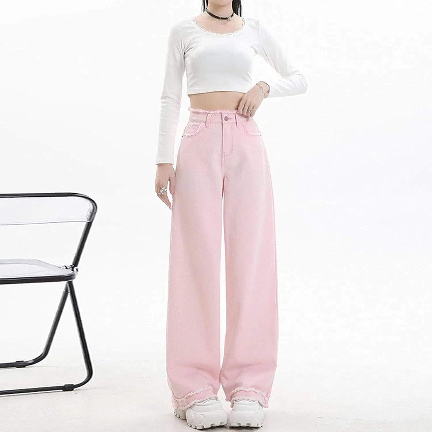 Джинсы свободные Cotton, Pink — фото 3
