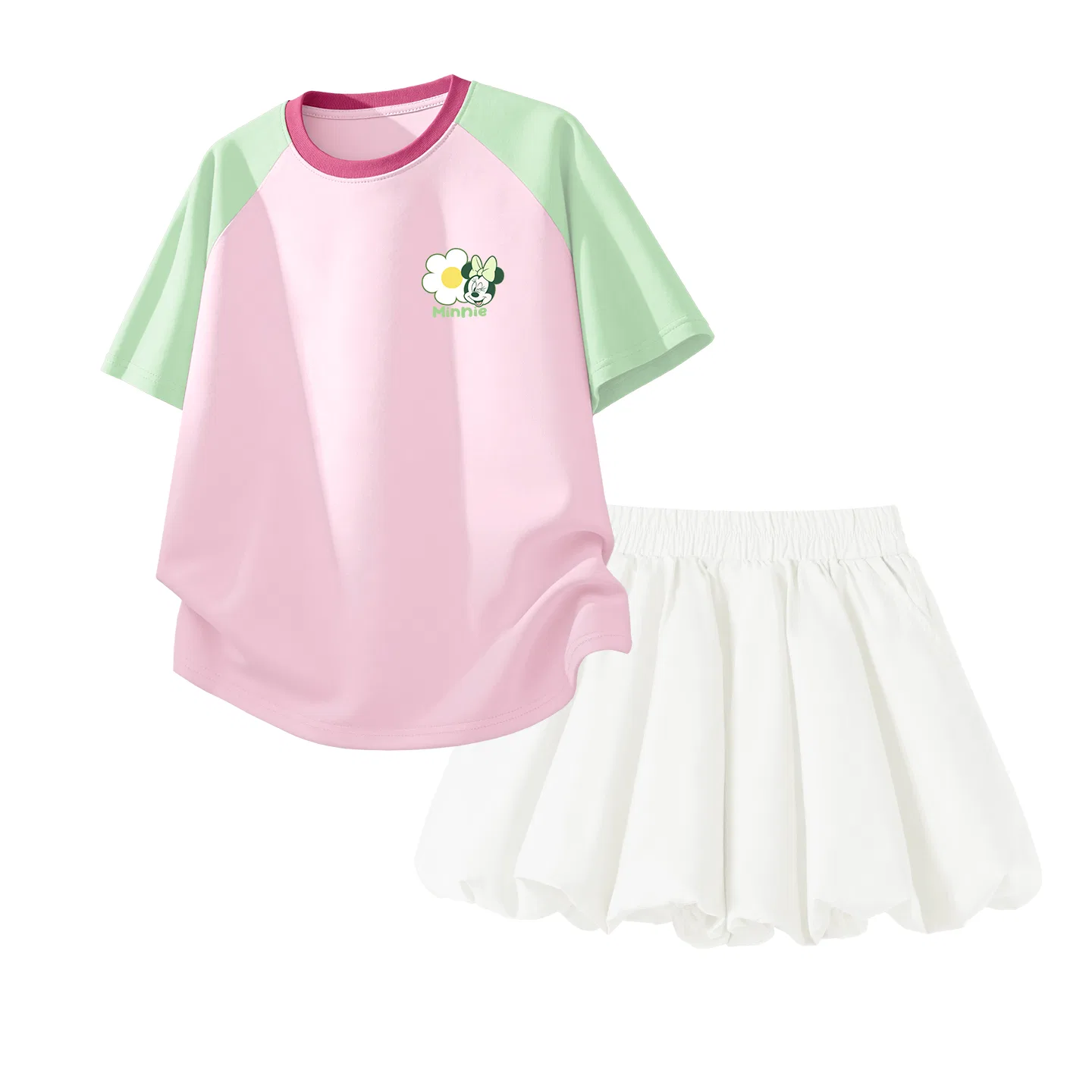Детский спортивный костюм Disney Casual Sportswear 2 Piece Set цветочный розово-зеленый и белый
