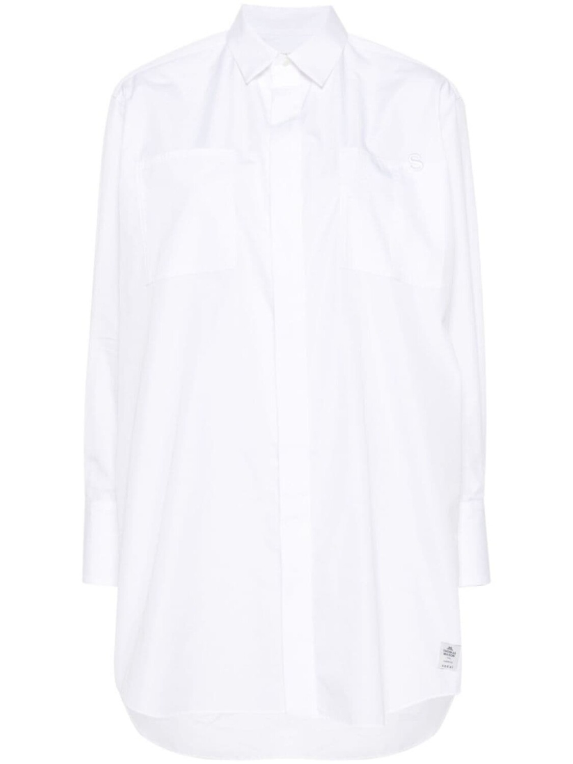 

sacai поплиновая рубашка с логотипом, белый