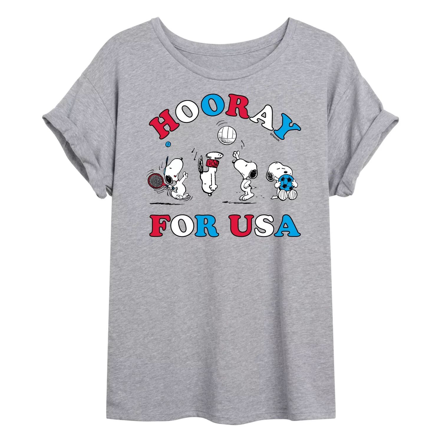 

Футболка с струящимся рисунком для юниоров Peanuts Snoopy Hooray For USA Licensed Character