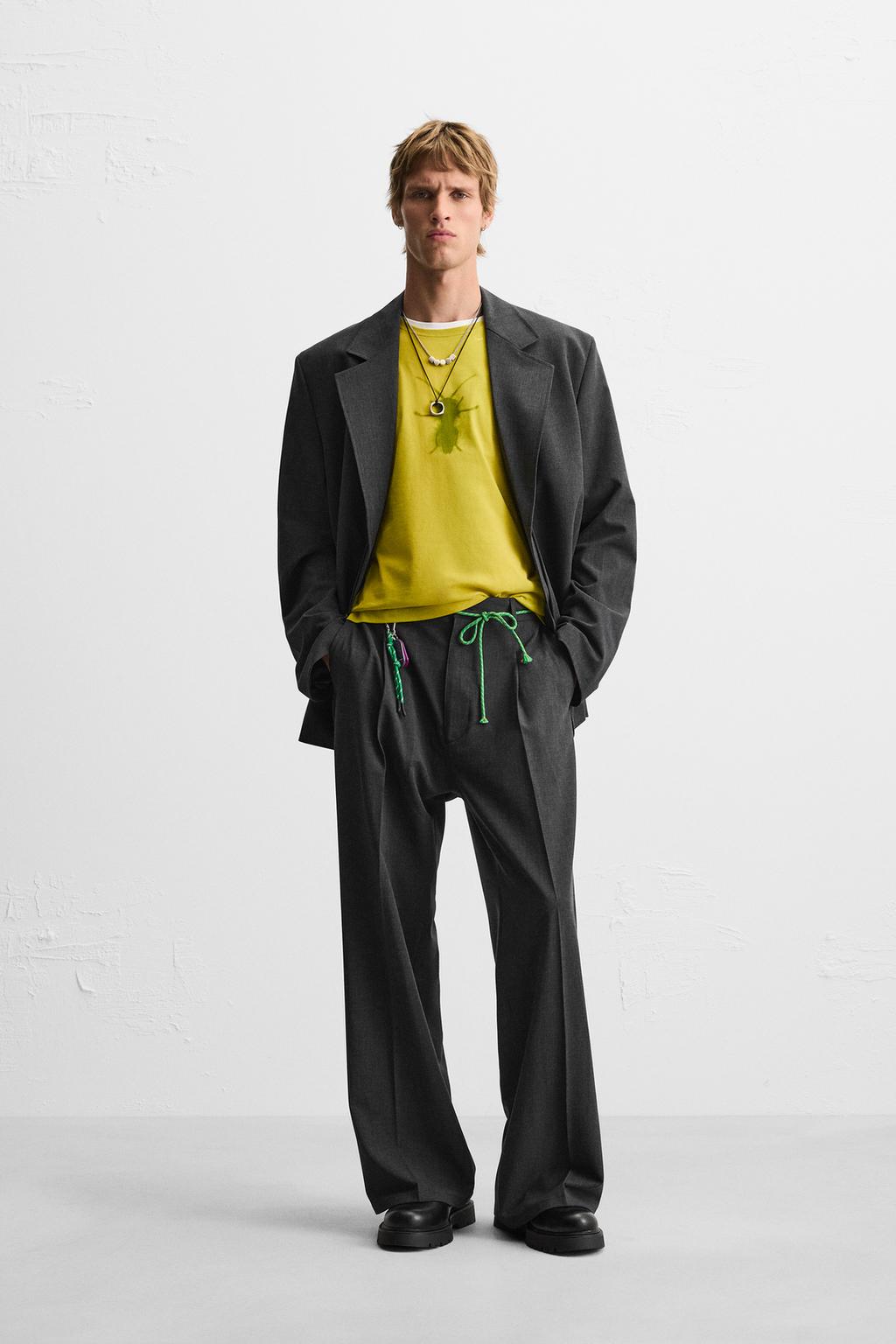 

Плиссированные костюмные брюки ZARA, серый марл